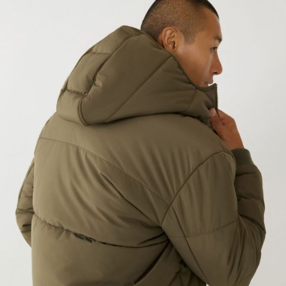 Brand New with Tag ~ True Religion Hooded Puffer Jacket Olive Green size Large - Picture 3 of 12